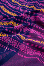 Navy Blue Handloom Dhaniakhali Cotton Saree 10062578