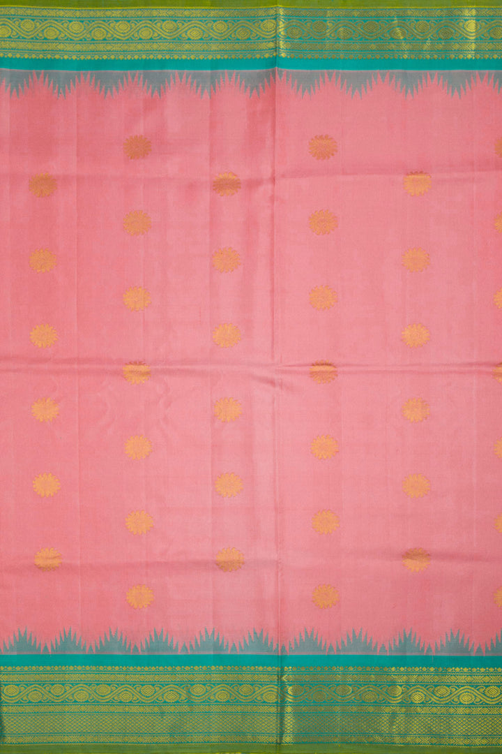 Rose Pink Handloom Gadwal Kuttu Silk Saree 10062957