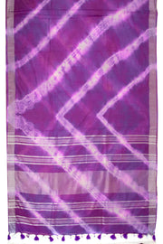 Purple Shibori Dyed Linen Saree 10063869 