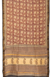 Brown Anokhi Hand Block Printed Saree
