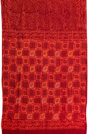 Red Dhakai Batik Embroidery Silk Cotton Saree 10065453