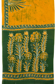 Yellow Batik Printed  Muslin Silk Saree - Avishya