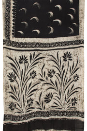 Black Batik Printed Muslin Silk Saree - Avishya