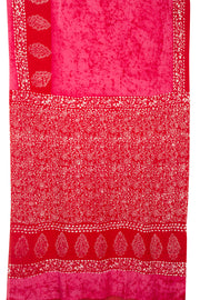 Pink Batik Printed Muslin Silk Saree - Avishya