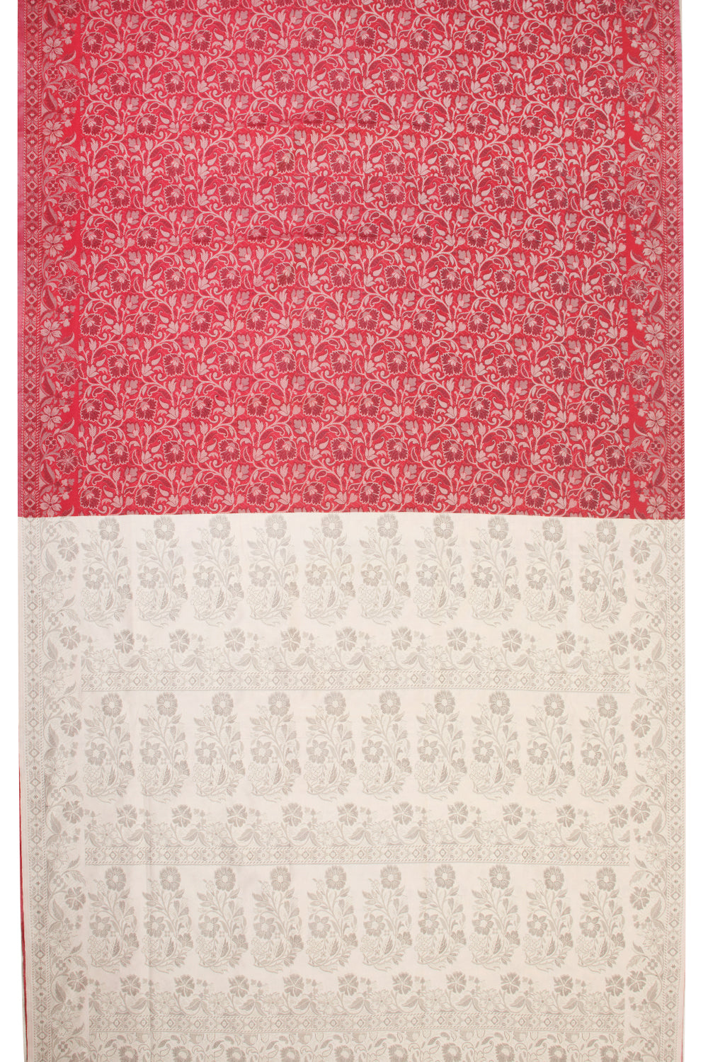 Scarlet Red Handloom Himroo Silk Cotton Saree - Avishya