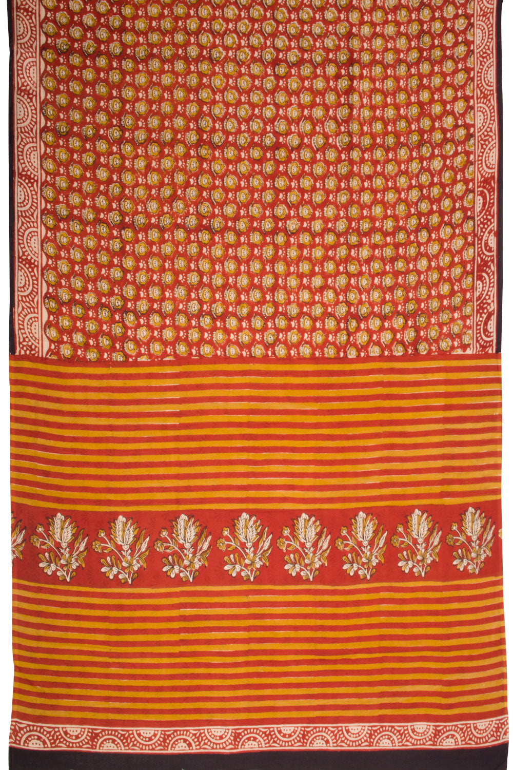 Red Vanaspathi Hand Block Printed Mulmul Cotton Saree 10068578