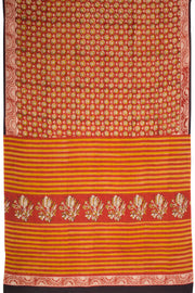 Red Vanaspathi Hand Block Printed Mulmul Cotton Saree 10068578