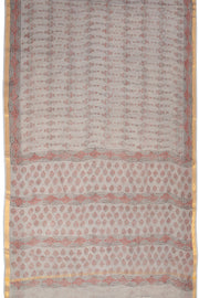 Grey Hand Block Printed Kota Cotton Saree 10068625 - Avishya