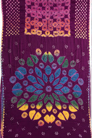 Tyrian Purple Handcrafted Bandhani Modal Saree -Avishya