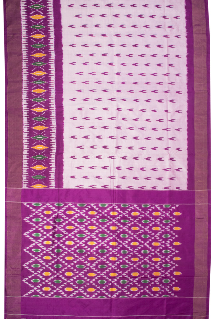 Powder Purple Handloom Pochampally Ikat Silk Saree 10069821