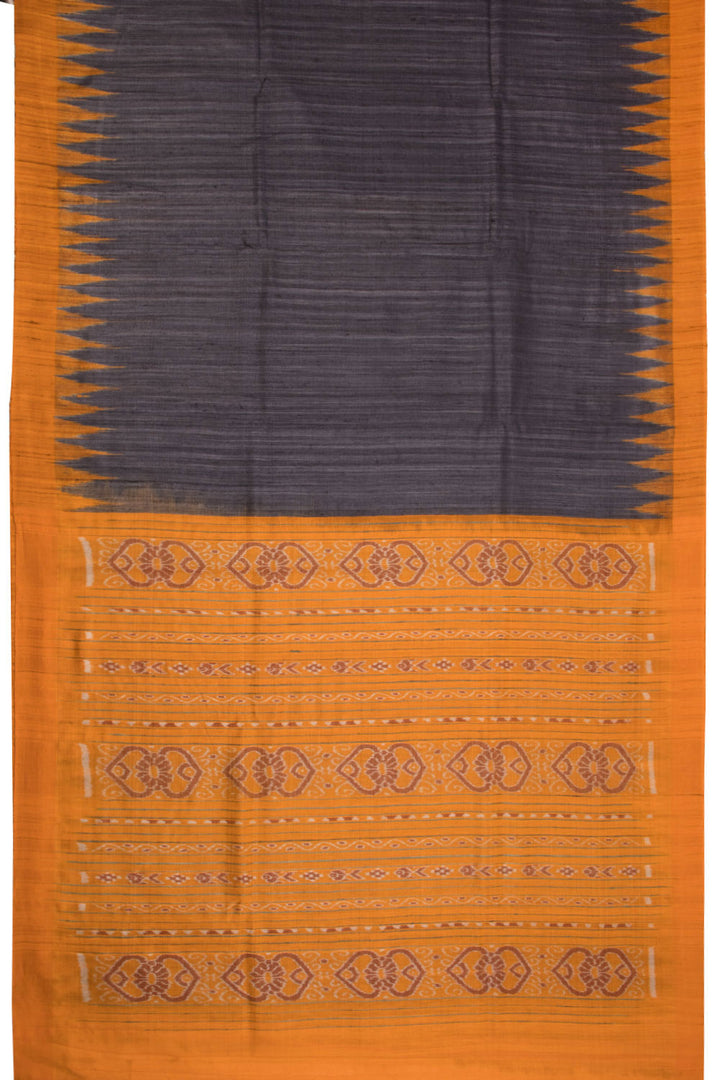Metallic Grey Gopalpur Tussar Silk Saree with Ikat pallu 10069902 - Avishya