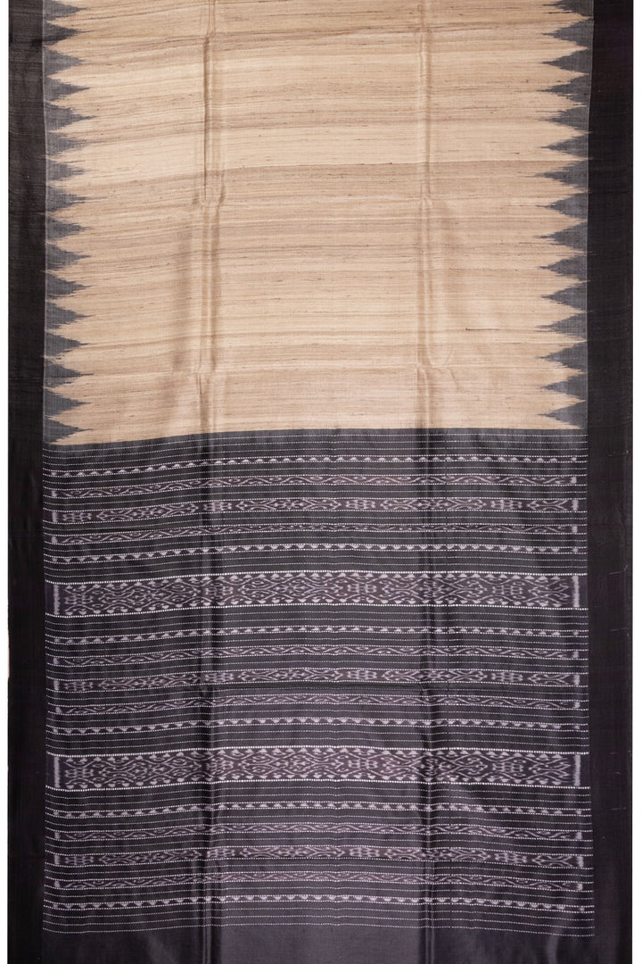 Beige Gopalpur Tussar Silk Saree with Ikat pallu 10069903 - Avishya