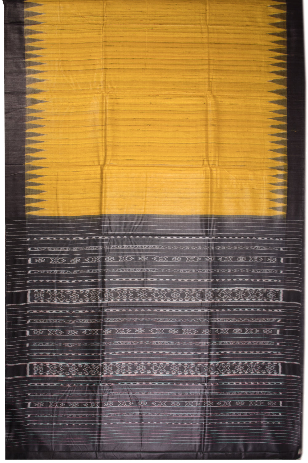 Amber Yellow Gopalpur Tussar Silk Saree with Ikat pallu 10069906 - Avishya