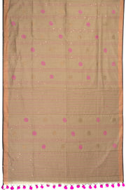 Almond Brown Bengal Phulia Silk Cotton Saree With sequin embellished Pallu