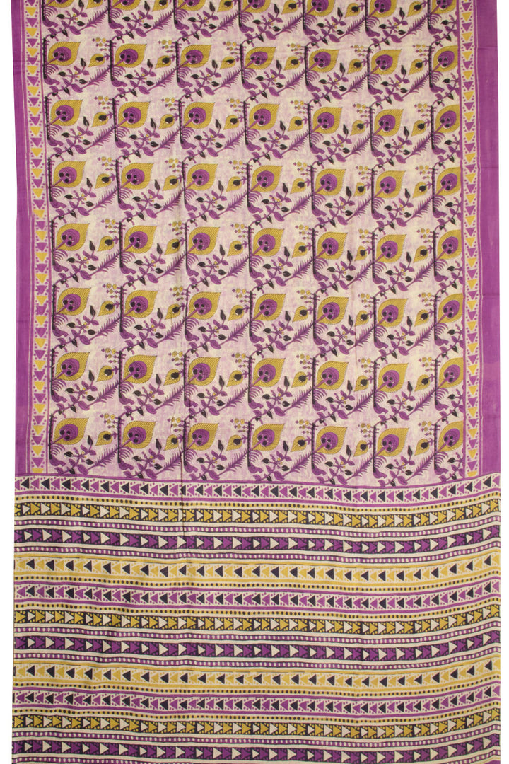 Purple Vanaspathi Printed Mulmul Cotton Saree 10070249