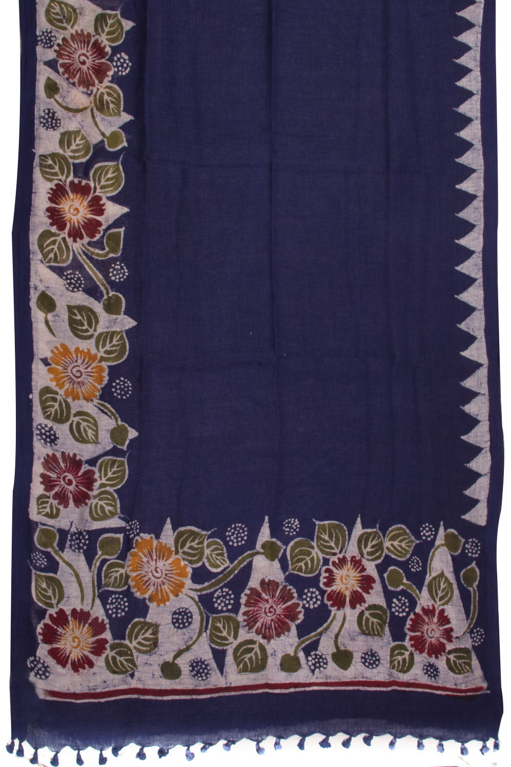 Azure Blue Batik Linen Saree 10070272 - Avishya