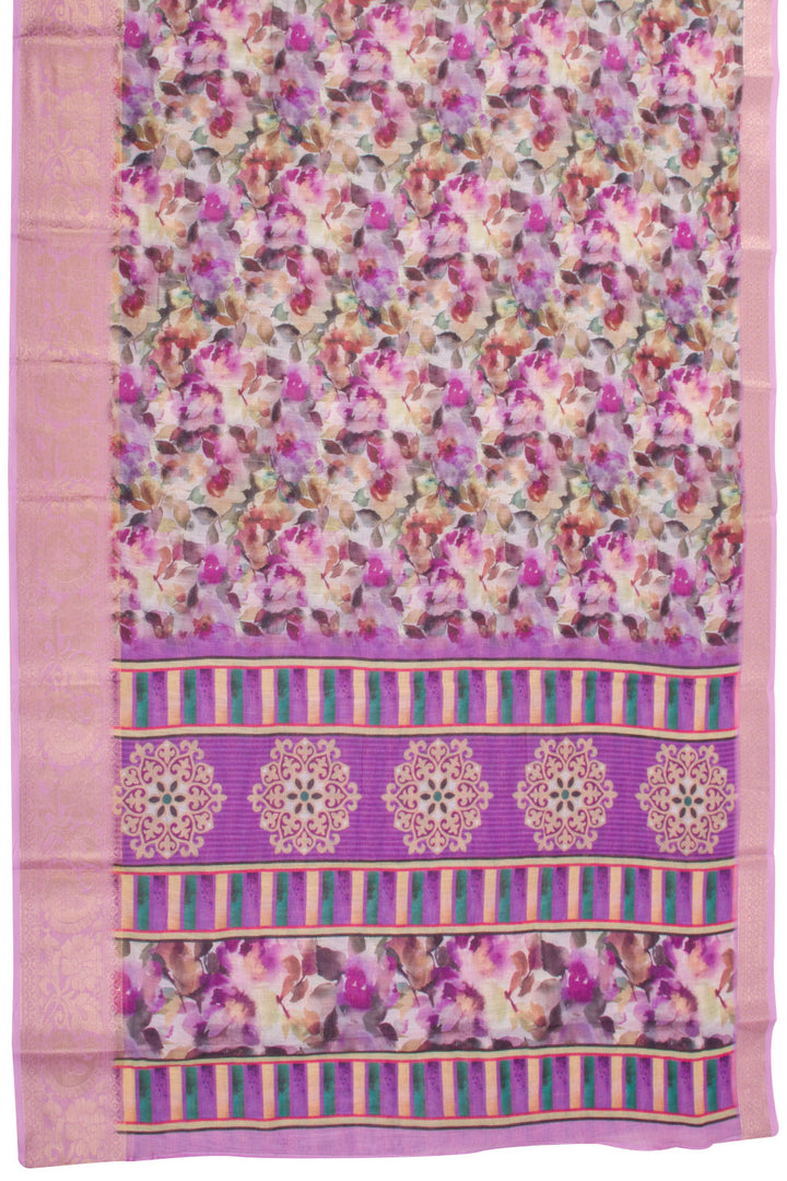 Purple Digital Printed Linen Saree 10070277 - Avishya
