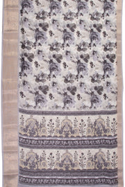 Light Grey Digital Printed Linen Saree