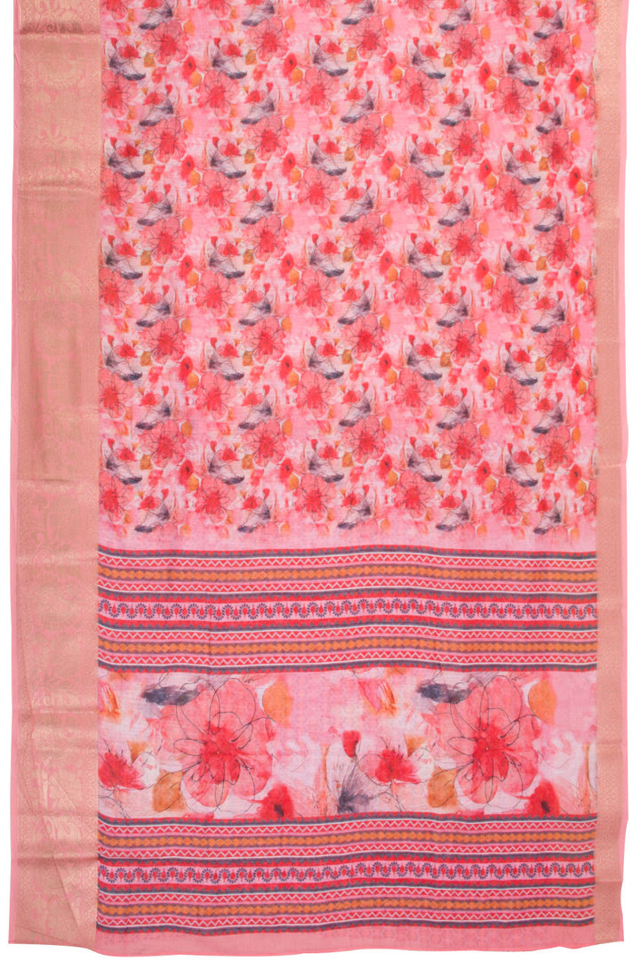 Pink Digital Printed Linen Saree 10070281 - Avishya