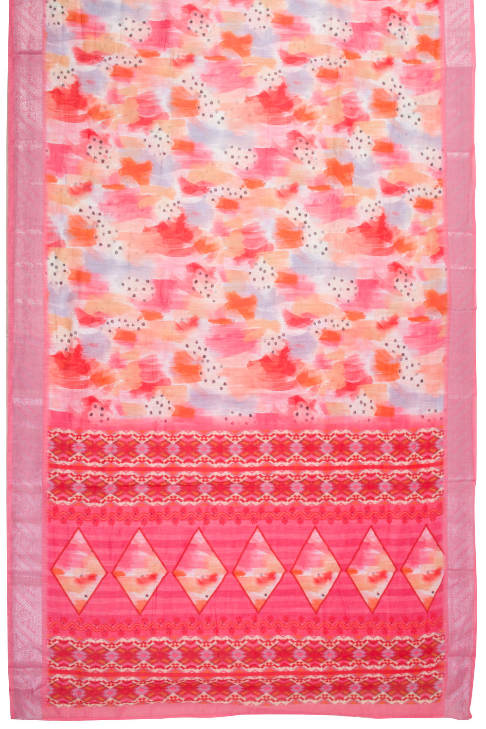 Hot Pink Fancy Printed Linen Saree 10070285 - Avishya