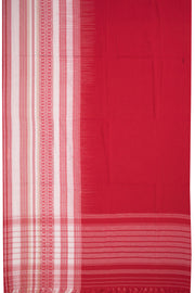 Red Handloom Dhaniakhali Cotton Saree Without Blouse 