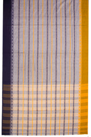 Grey Handloom Dhaniakhali Cotton Saree Without Blouse