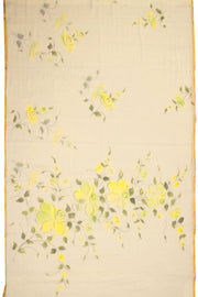 Cream Hand Painted Chiffon Saree 10070962