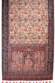 Cream Kalamkari Print Malai Cotton Saree