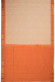 Cream Handloom Gadwal Kuttu Cotton Saree Without Blouse