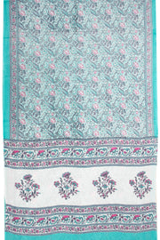 Blue Hand Block Printed Cotton Saree
