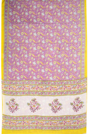 Lavender Hand Block Printed Cotton Saree 