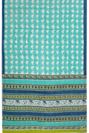 Blue Hand Block Printed Cotton Saree