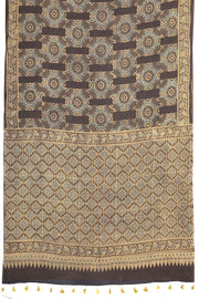 Green Ajrakh Printed Cotton Saree