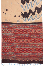 Maroon Ajrakh Printed Cotton Saree