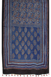 Blue Ajrakh Printed Modal Silk Saree 10072188