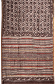 Grey Jahota Printed Silk Cotton Saree 10072954