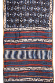 Blue Jahota Printed Silk Cotton Saree 10072958