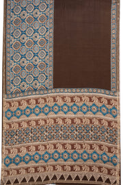 Brown Ethnic Printed Stone Work Modal Silk Saree 10074042