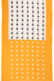 White Ikat Print Linen Saree 10074026