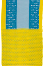 Ocean Blue Ikat Print Linen Saree 10074028