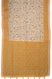 Yellow Ikat Print Linen Saree 10074034