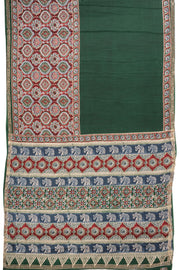 Green Ethnic Printed Stone Work Modal Silk Saree 10074041