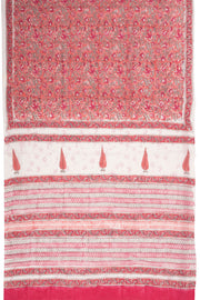 Pinkish Red Sanganeri Printed Mulmul Cotton saree 10074071