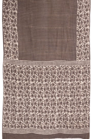 Mud Brown Dabu Printed Mulmul Cotton Saree 10074075