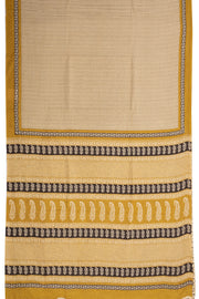 Brown Hand Block Printed Mulmul Cotton Saree 10074076