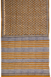  Brown Hand Block Printed Mulmul Cotton Saree 10074083