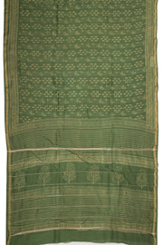 Green Hand Block Printed Silk Cotton Saree 10074096