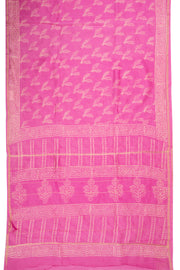 Pink Bagru Print Silk Cotton Saree 10074101