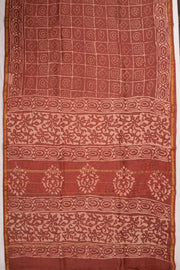 Brown Dabu Print Silk Cotton Saree 10074102
