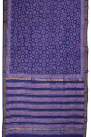 Purple Akola Dabu Printed Silk Cotton Saree 10074139